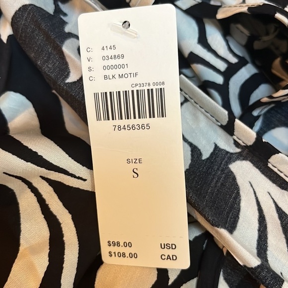 ANTHROPOLOGIE NWT! V-NECK PRINTED COVER UP BLACK/WHITE DRESS SIZE S SOLD OUT - Picture 7 of 7